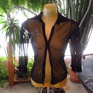 Sheer black vintage cardigan lightweight